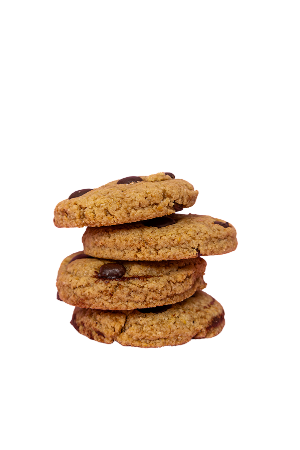 A stack of chewy chocolate chip cookies