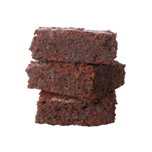 A stack of fudgy dark chocolate brownies