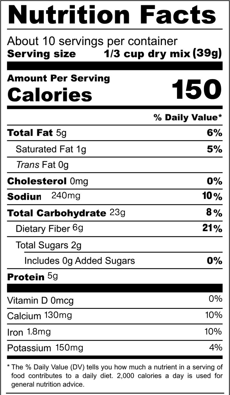 Cinnamon Oat Pancake Mix Nutrition Facts